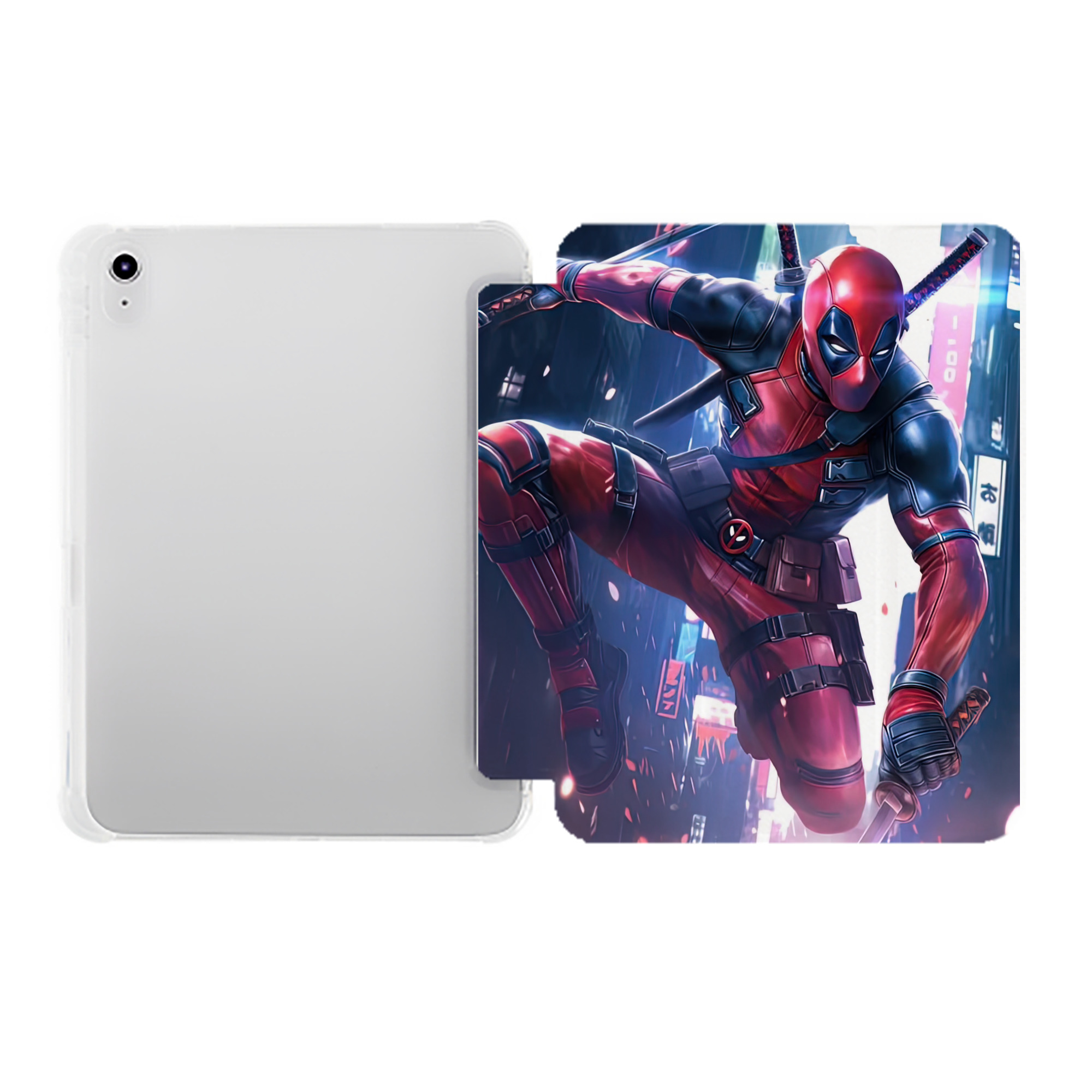 （画像用） Deadpool デッドプール IPad ケース ペン収納付き 三つ折りスタンド PUレザー×シリコン 対応機種9.5/10.5/10.9インチ